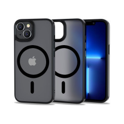 Apple iPhone 14 - Must matt silikoonümbris,plastikust tagusega - 