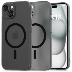 iPhone 15 Matt/must Tech-Protect MagSafe silikoonümbris.