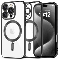 iPhone 16 Pro, must/läbipaistev MagFlex MagSafe ümbris.