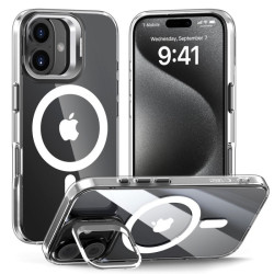 iPhone 16, läbipaistev MagSafe tugijalaga ümbris.